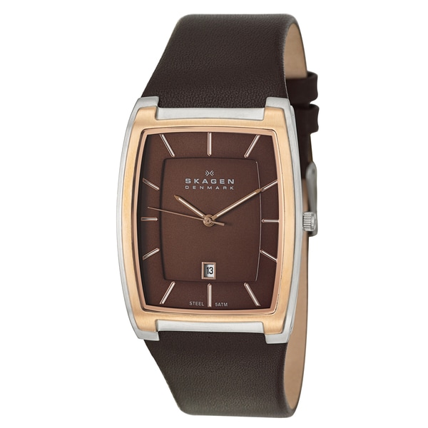 Skagen Mens' SKW6004 Classic Brown Leather Watch Skagen Men's Skagen Watches