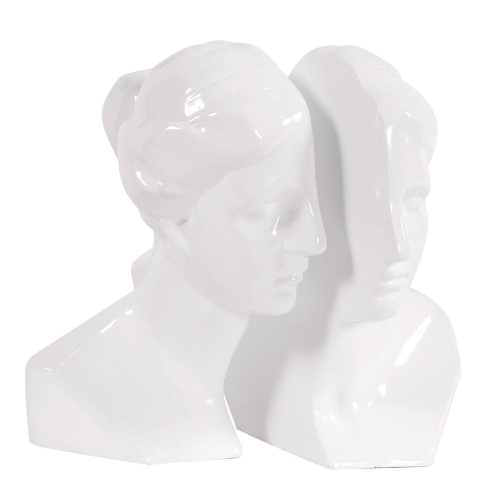 Male and Female Glossy White Bookends