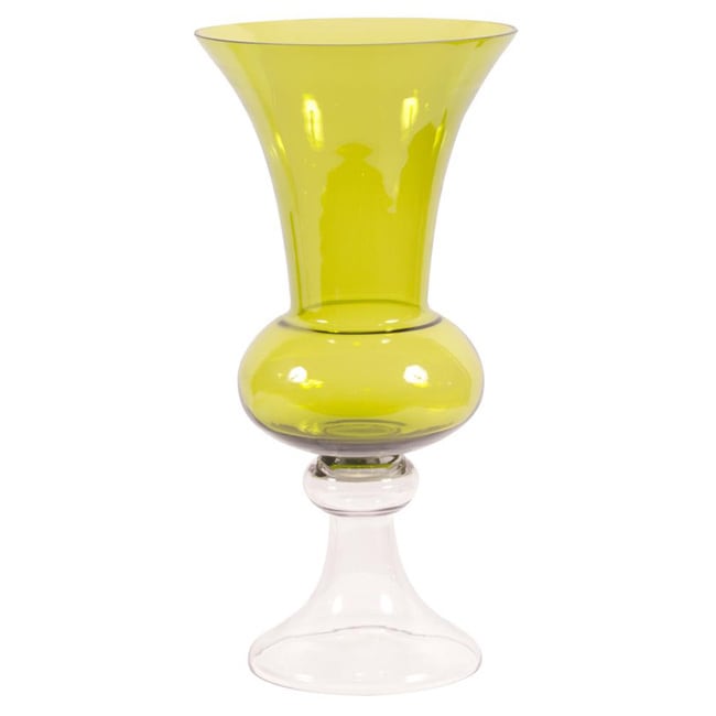 Green Hand blown Trumpet Glass Vase (tall)