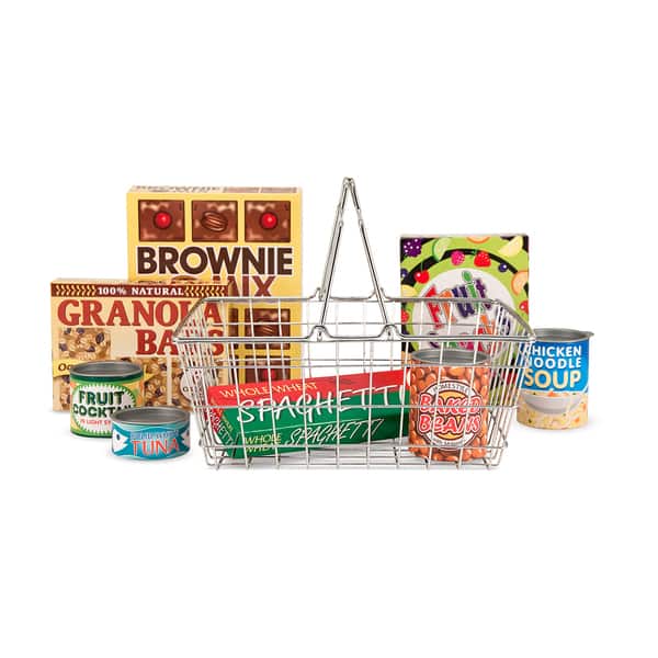 slide 1 of 1, Melissa & Doug Let's Play House Grocery Basket with Play Food - Multi