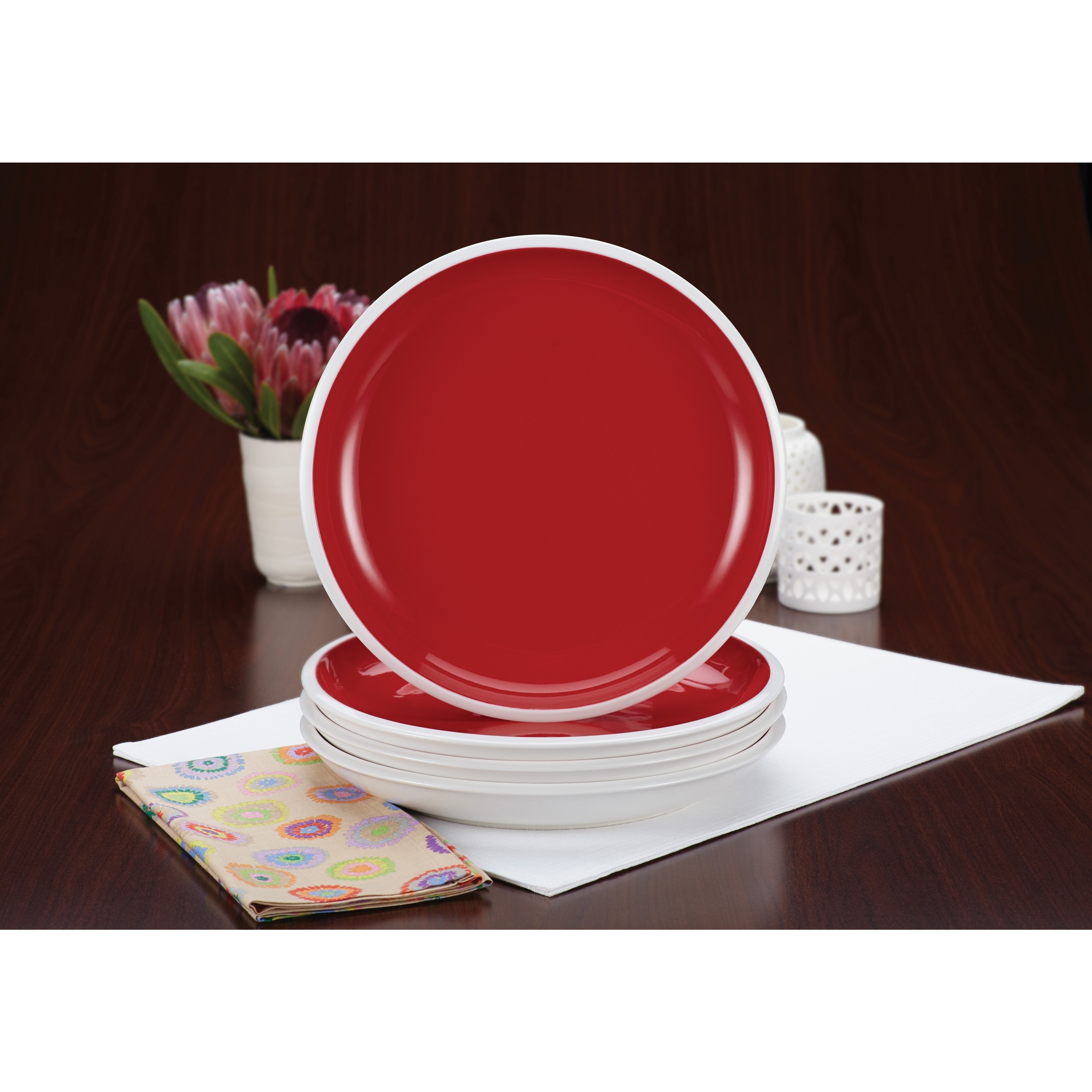 Rachael Ray Dinnerware Rise 4-piece 11-inch Red Dinner Plate Set