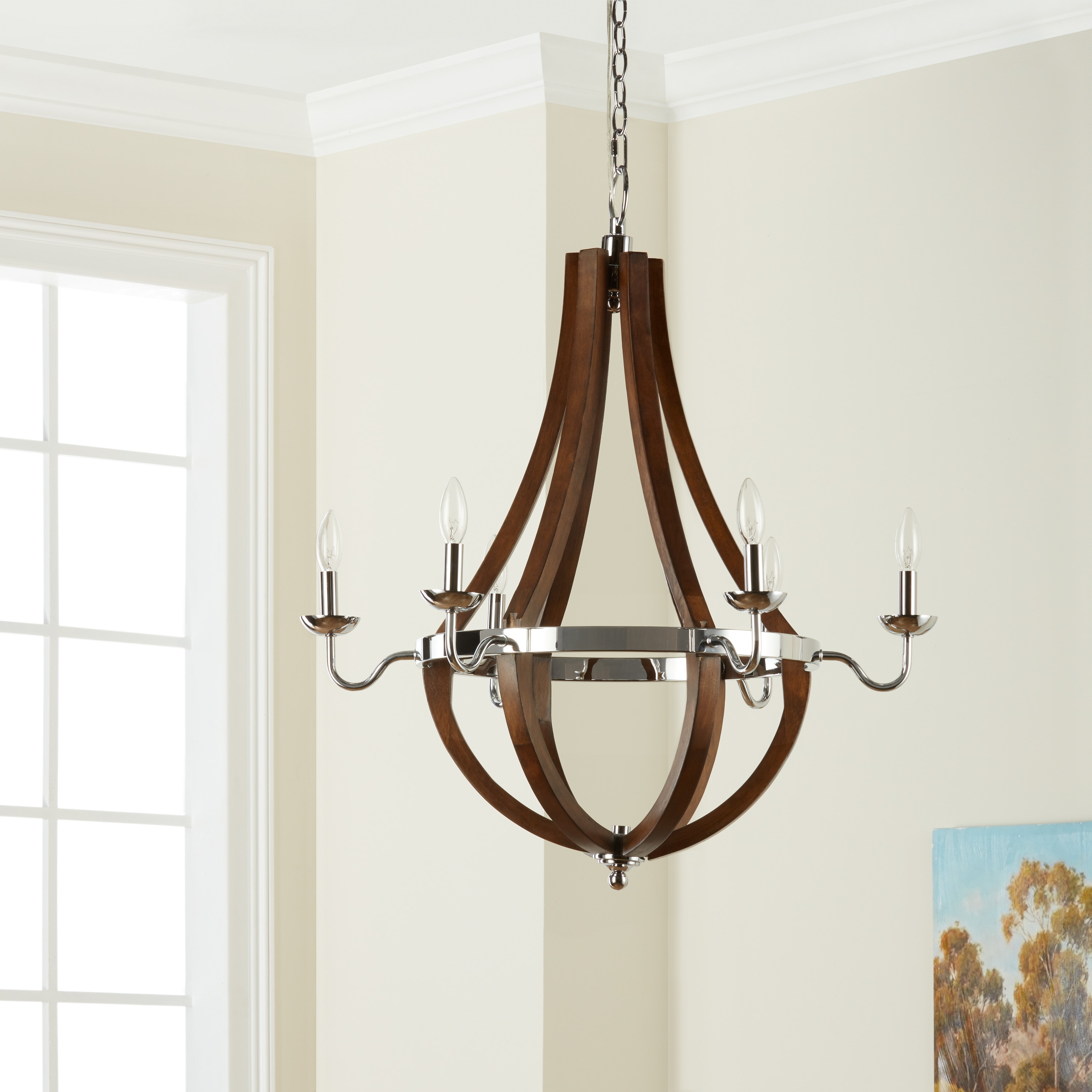 The Gray Barn Vineyard Wood & Chrome 6-light Chandelier - Chandeliers For Bedrooms by Overstock.com
