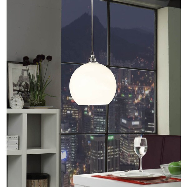 Uptown White Globe 1-light Chrome Pendant
