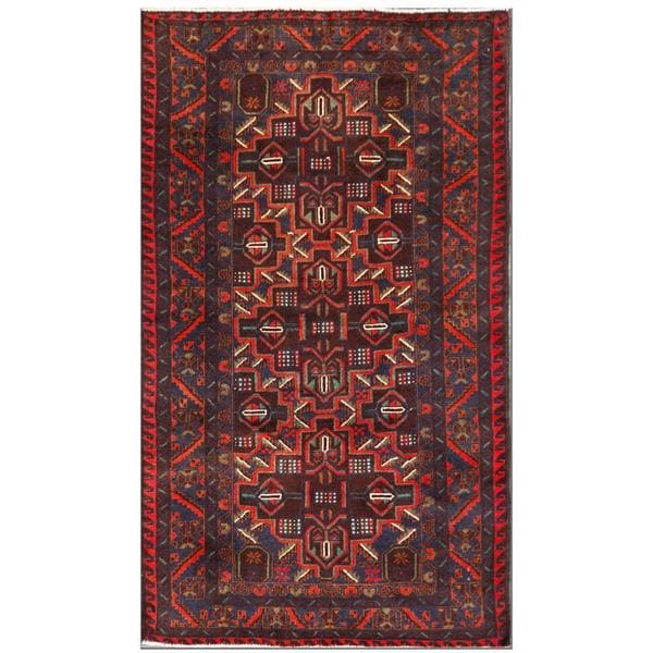 Handmade Herat Oriental Afghan Tribal Balouchi Wool Area Rug (Afghanistan) - 3'7 x 6'3