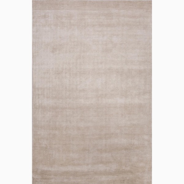 Hand Made Solid Pattern Ivory/ White Bamboo Silk Rug (3.6X5.6)