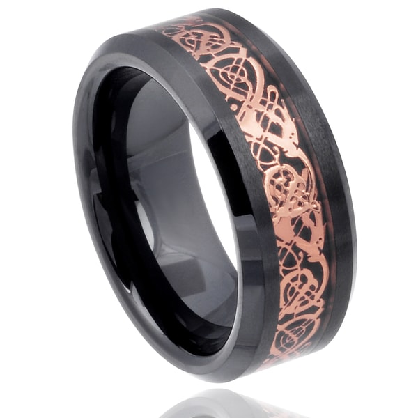 Shop Vance Co. Men's Ceramic Celtic Dragon Inlay Band (8 mm) - Free ...