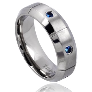 Stainless Steel Men's Blue Enamel Groove Domed Ring - 12439991 ...