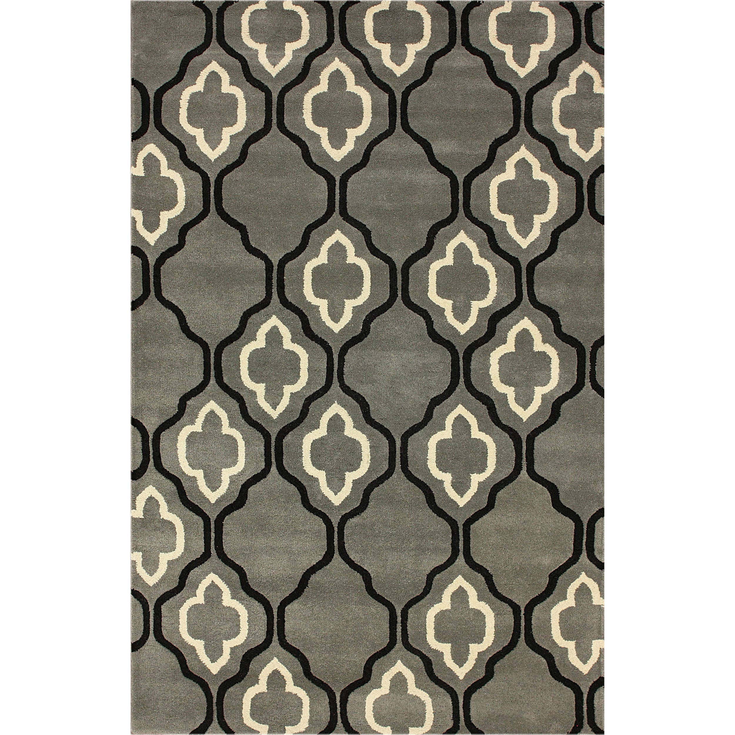 Nuloom Handmade Moroccan Trellis Grey Wool Rug (6 X 9)