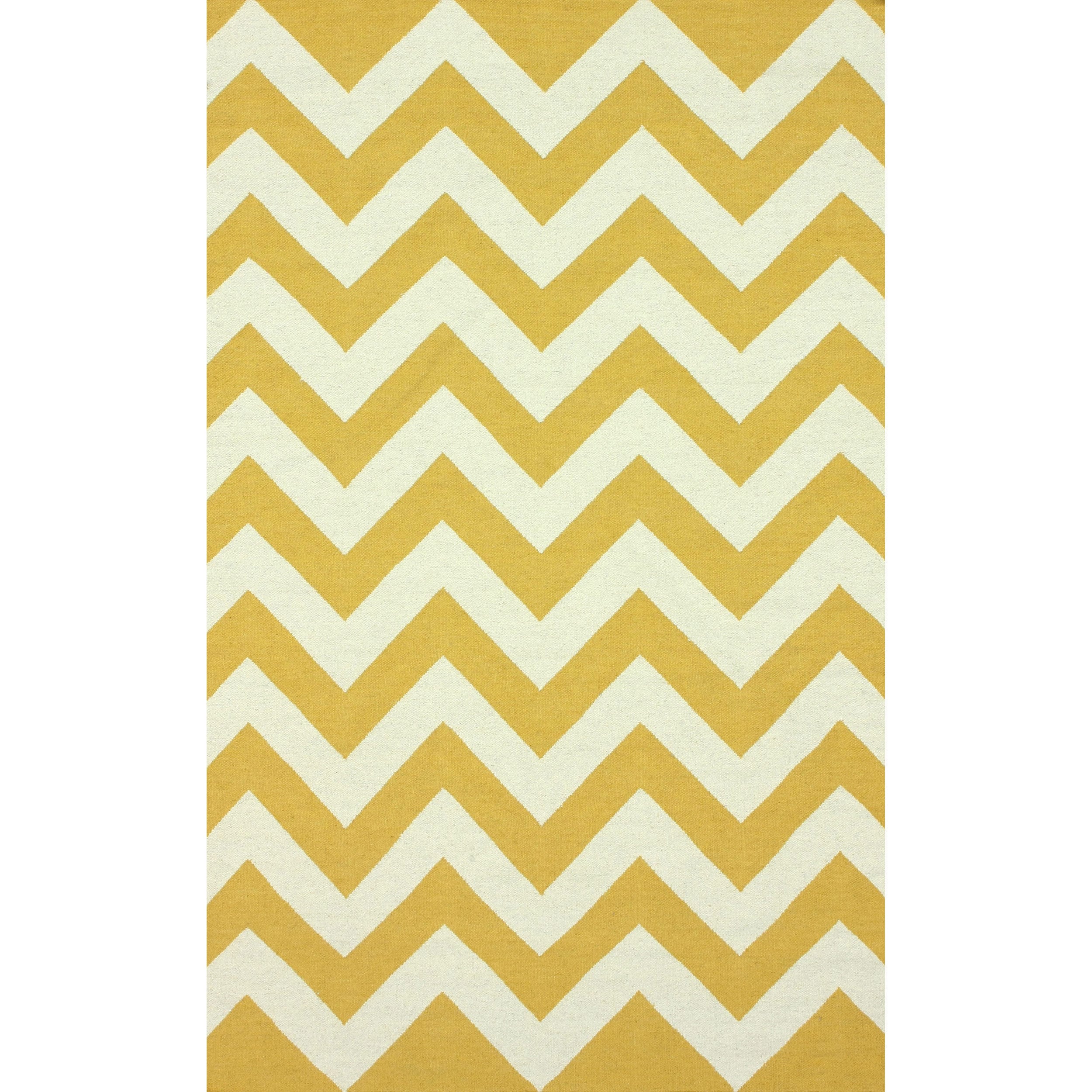 Nuloom Handmade Flatweave Chevron Gold Wool Rug (5 X 8)