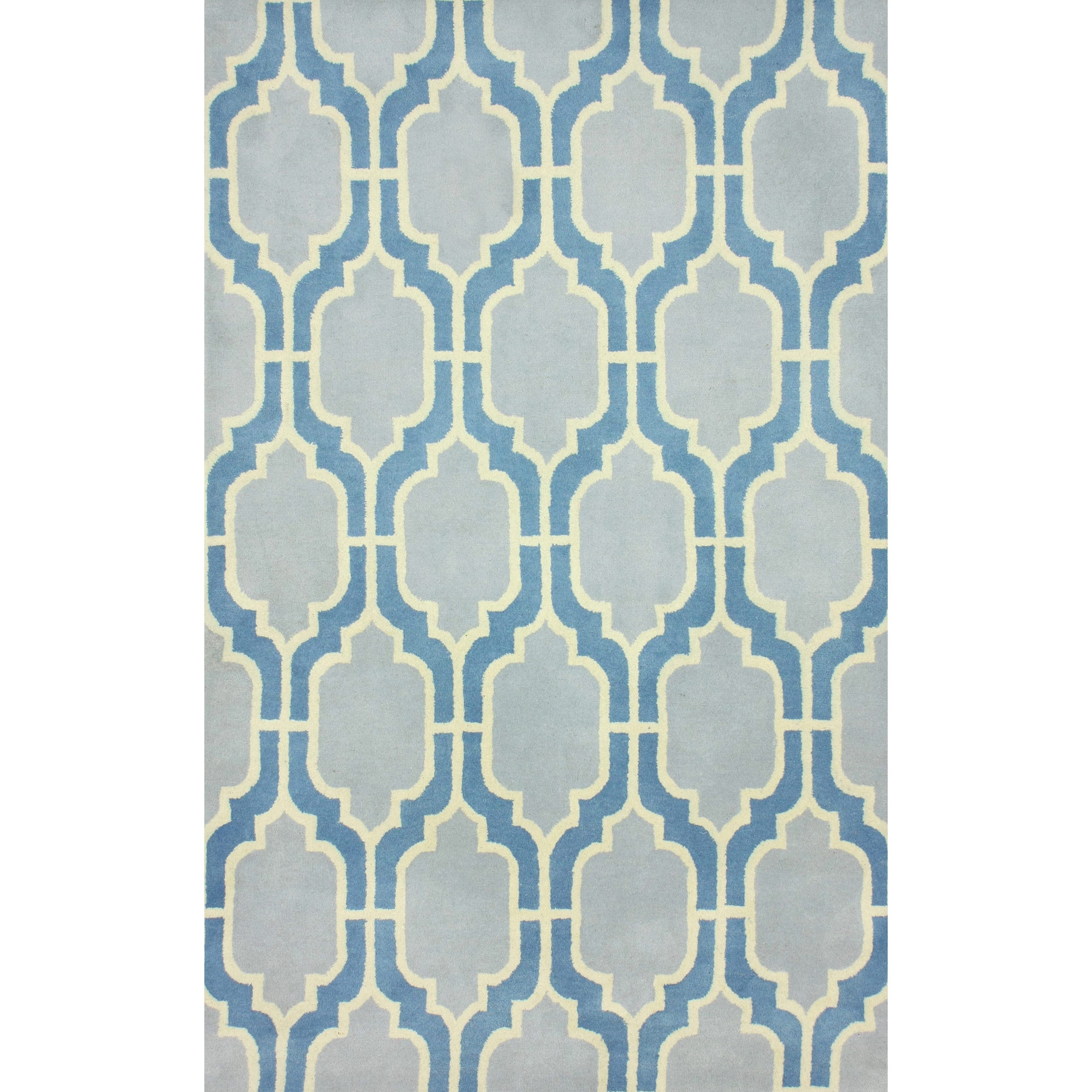 Nuloom Flatweave Modern Trelis Blue Wool Rug (76 X 96)