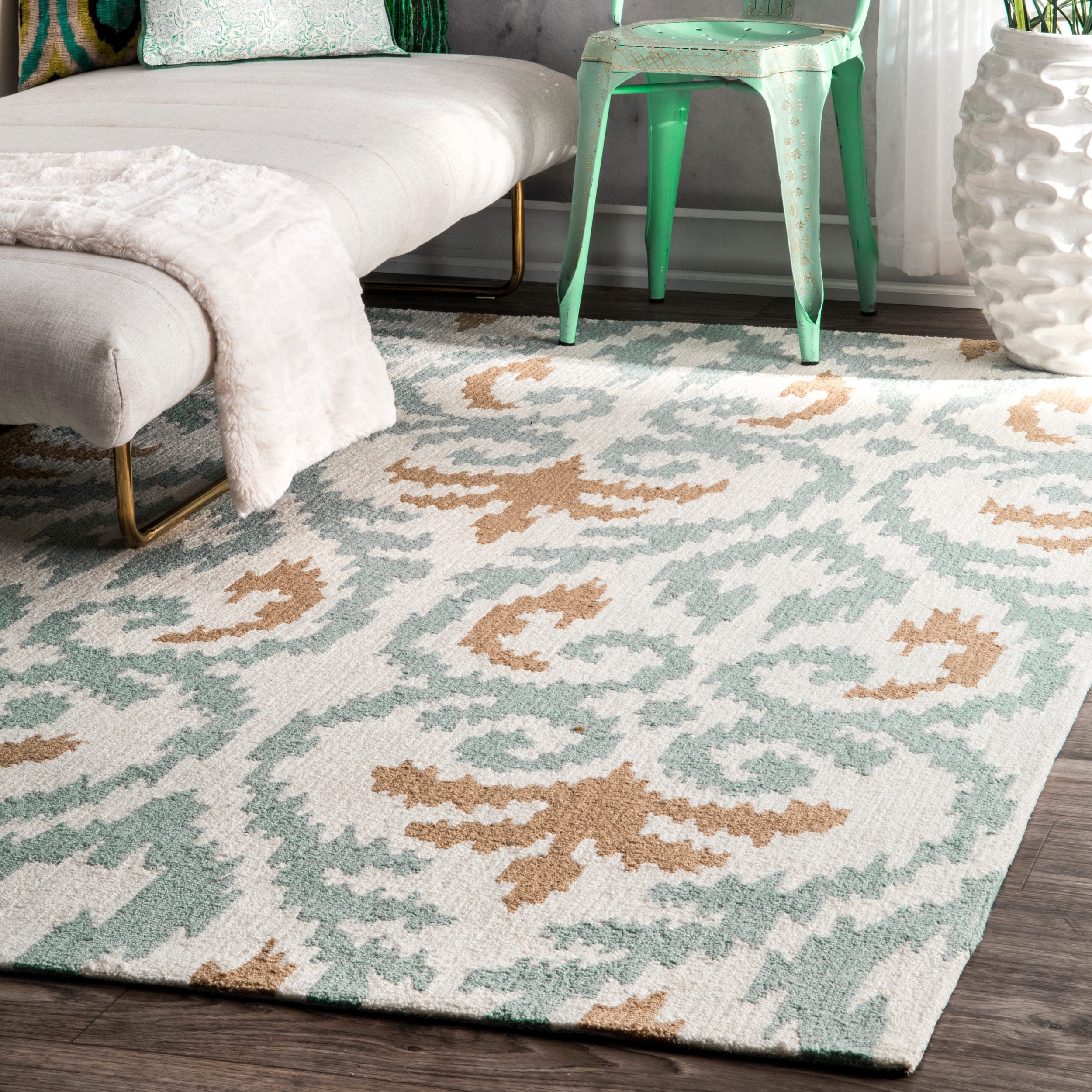 Nuloom Handmade Modern Turquoise Ikat Rug (83 X 11)