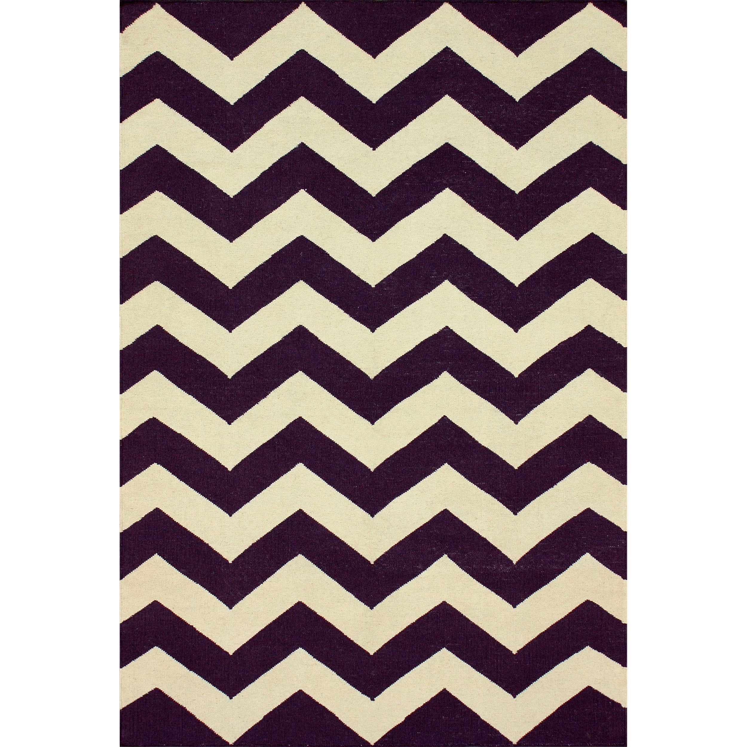 Nuloom Handmade Flatweave Chevron Purple Wool Rug (76 X 96)