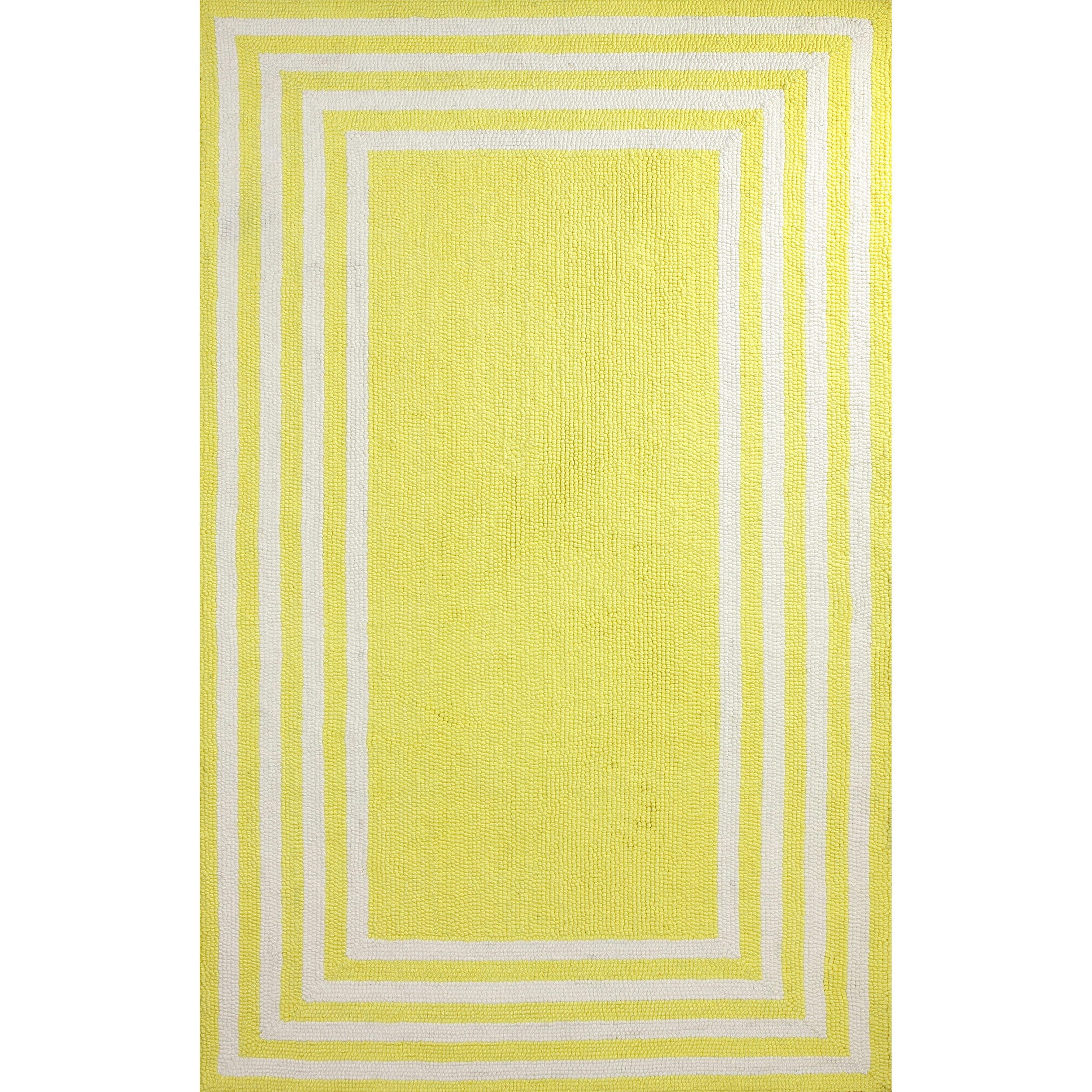 Nuloom Stripe In Stripe Yellow Border Microfiber Rug (5 X 8)