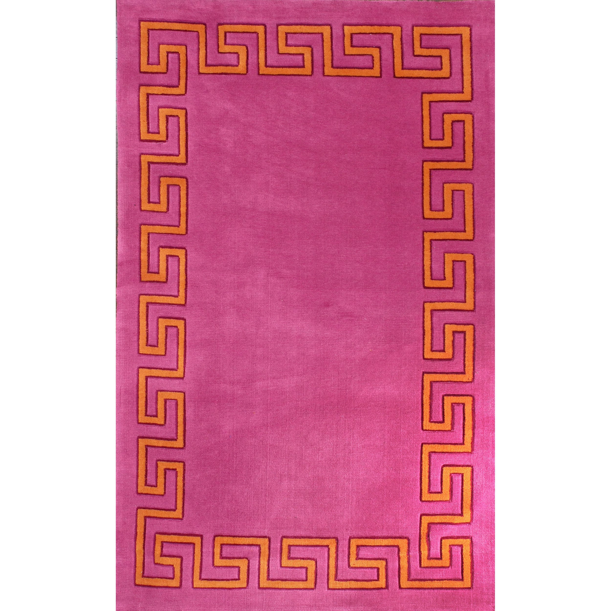 Nuloom Modern Geo Border Pink Rug (5 X 8)