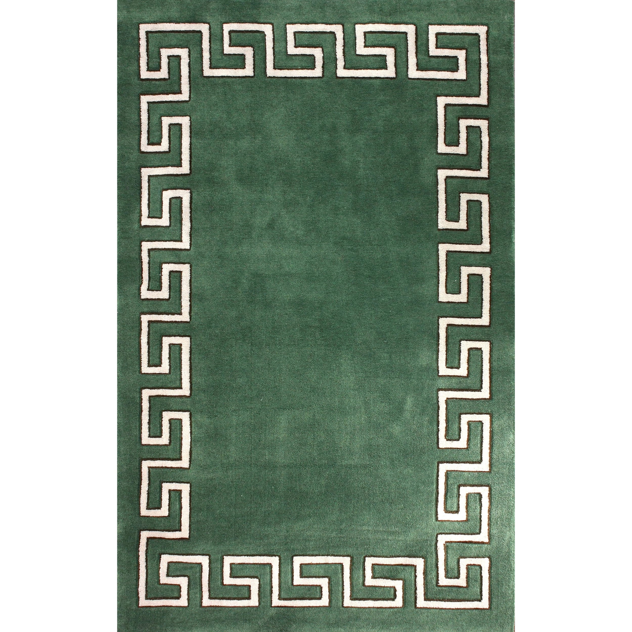 Nuloom Modern Geo Border Green Polyester Rug (5 X 8)