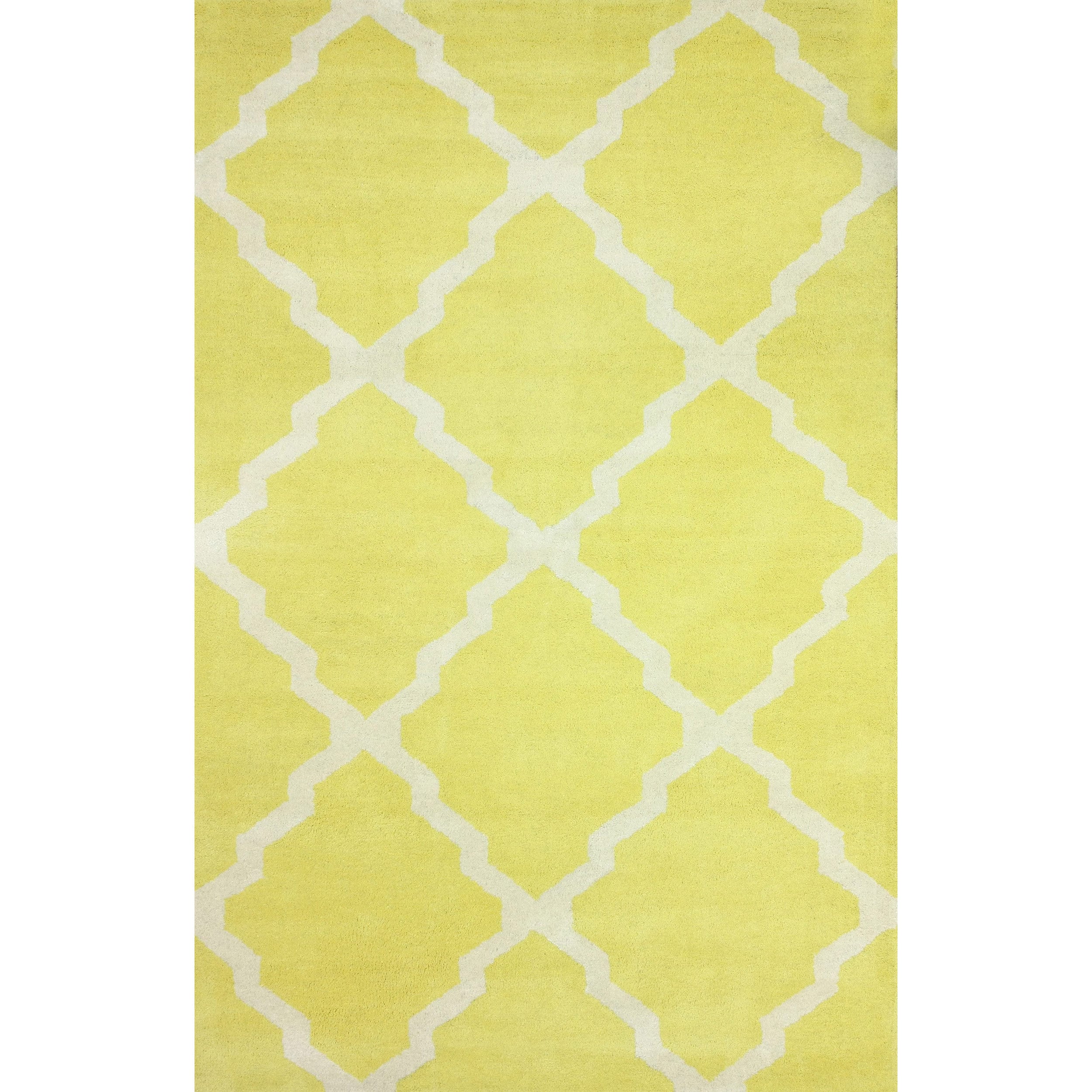 Nuloom Handmade New Zealand Wool/ Viscose Yellow Trellis Lattice Rug (5 X 8)