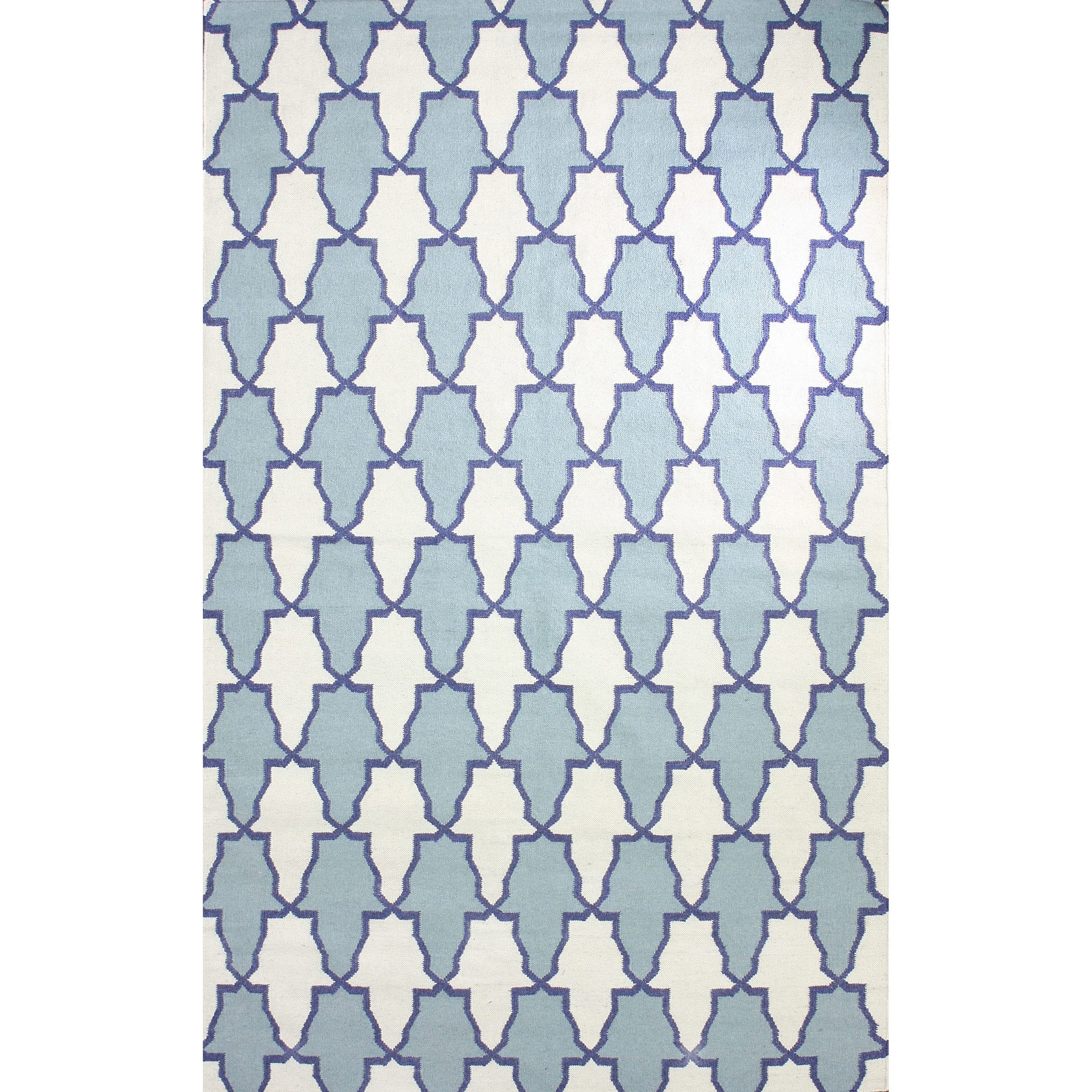 Nuloom Flatweave Modern Trellis Light Blue Wool Rug (76 X 96)