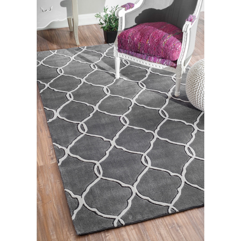 Nuloom Handmade Pino Moroccan Grey Trellis Rug (36 X 56)