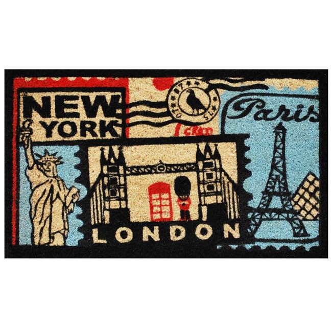 Bon Voyage Black Coir Doormat (15 X 25)