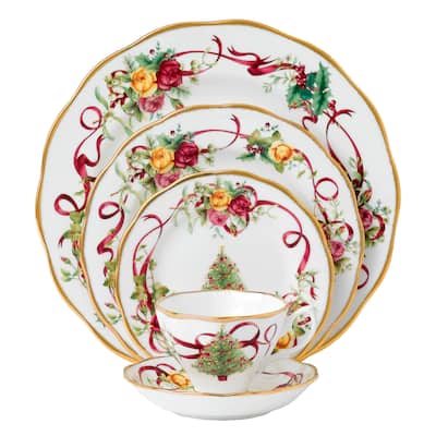 Old Country Roses Christmas Tree 5-Piece Place Setting