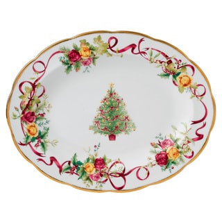 Royal Albert Old Country Roses Christmas Tree Oval Platter 13"