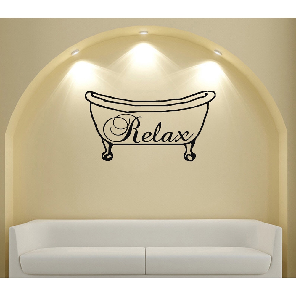 Relax Tub Vinyl Wall Decal (Glossy blackEasy to applyDimensions 25 inches wide x 35 inches long )