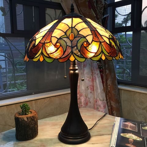 Chloe Tiffany Style Victorian 2-light Antique Bronze Table Lamp