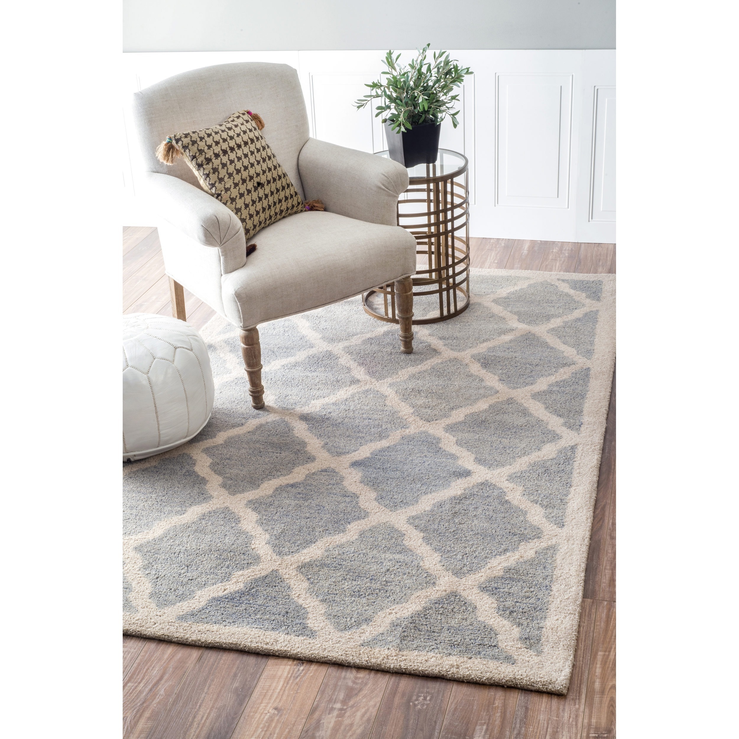 Nuloom Handmade Marrakesh Moroccan Trellis Blue Wool Rug (76 X 96)