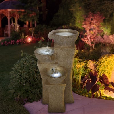 Cascade Bowls LED Lights Fountain - 14 x 13.3 x 25.2