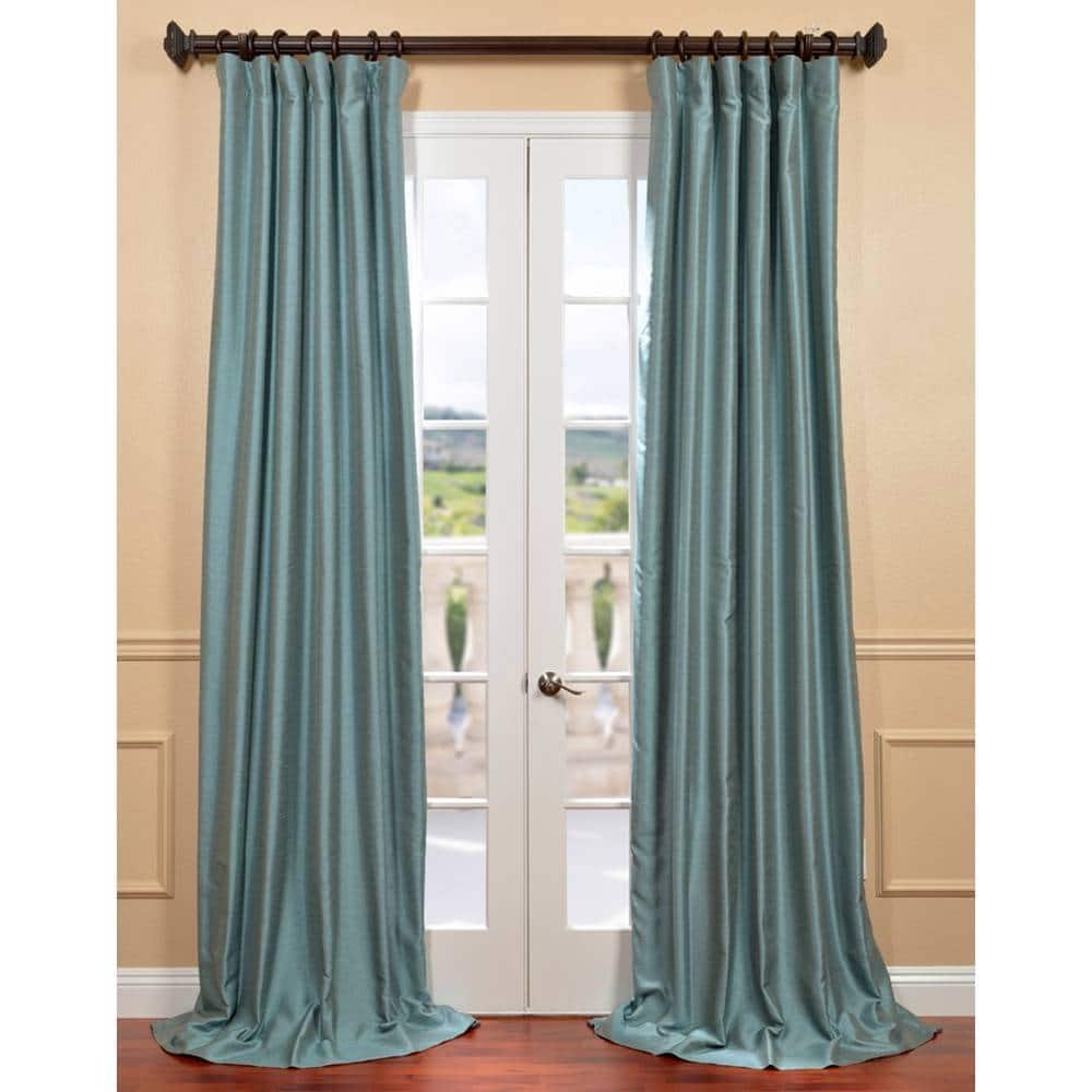 Exclusive Fabrics Blue Agave Yarn Dyed Faux Dupioni Silk Curtain (1 Panel)