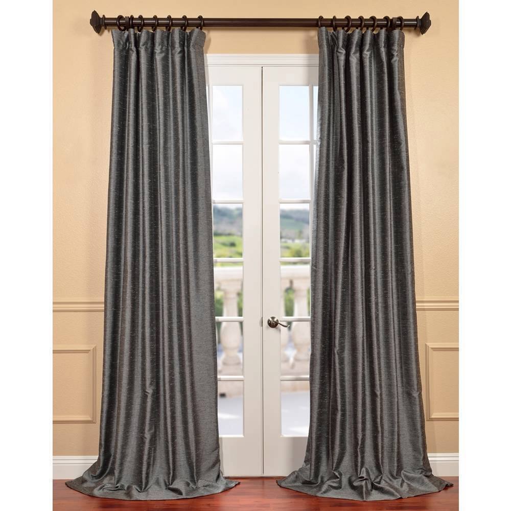 Exclusive Fabrics Salt/Pepper Yarn Dyed Faux Dupioni Silk Curtain (1 Panel)