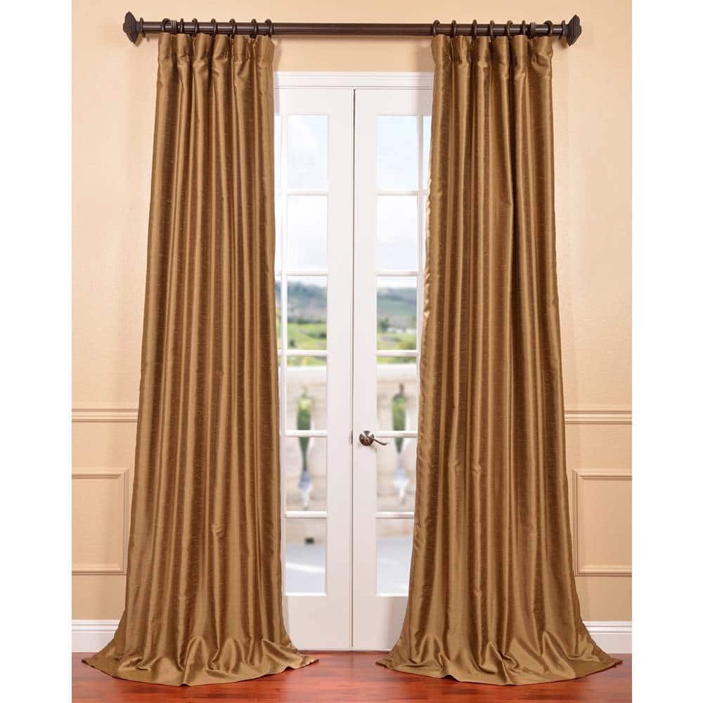 Exclusive Fabrics Empire Gold Yarn Dyed Faux Dupioni Silk Curtain (1 Panel)