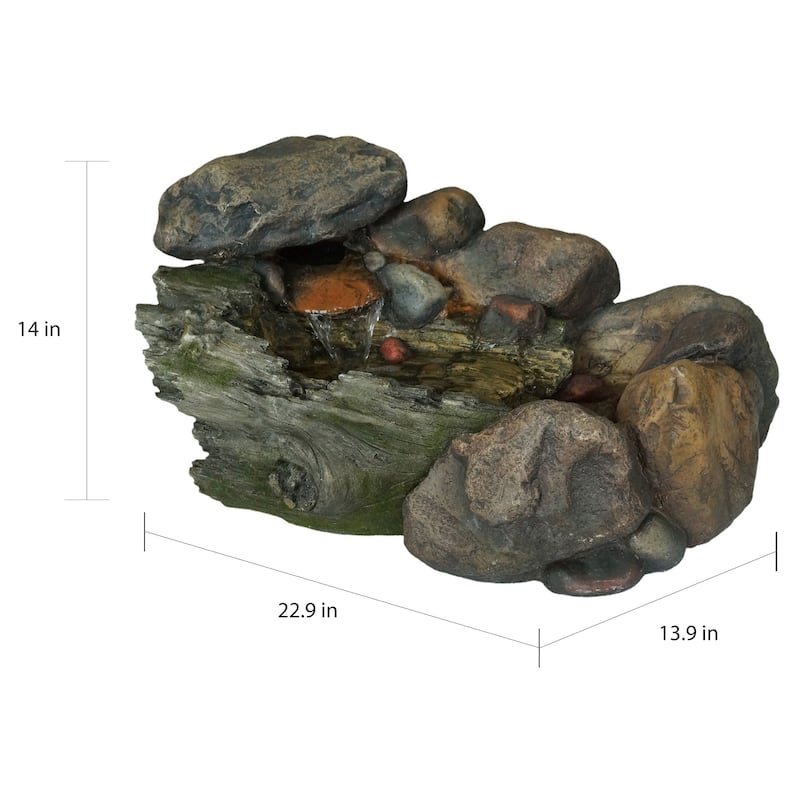 Pure Garden Cascading Stone Water Fountain - 14 x 13.9 x 22.9