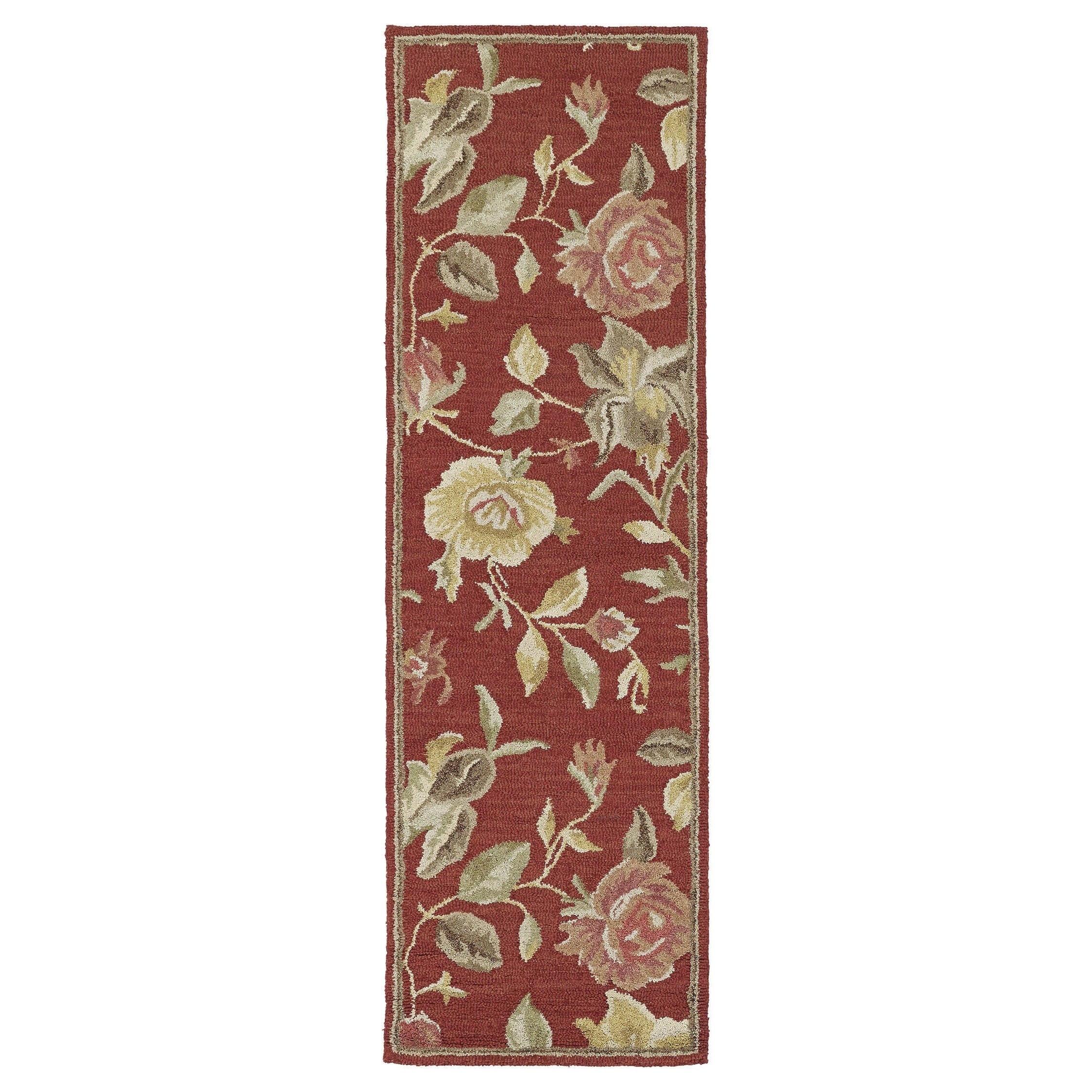 Lawrence Raspberry Floral Hand tufted Wool Rug (23 X 76 Runner)