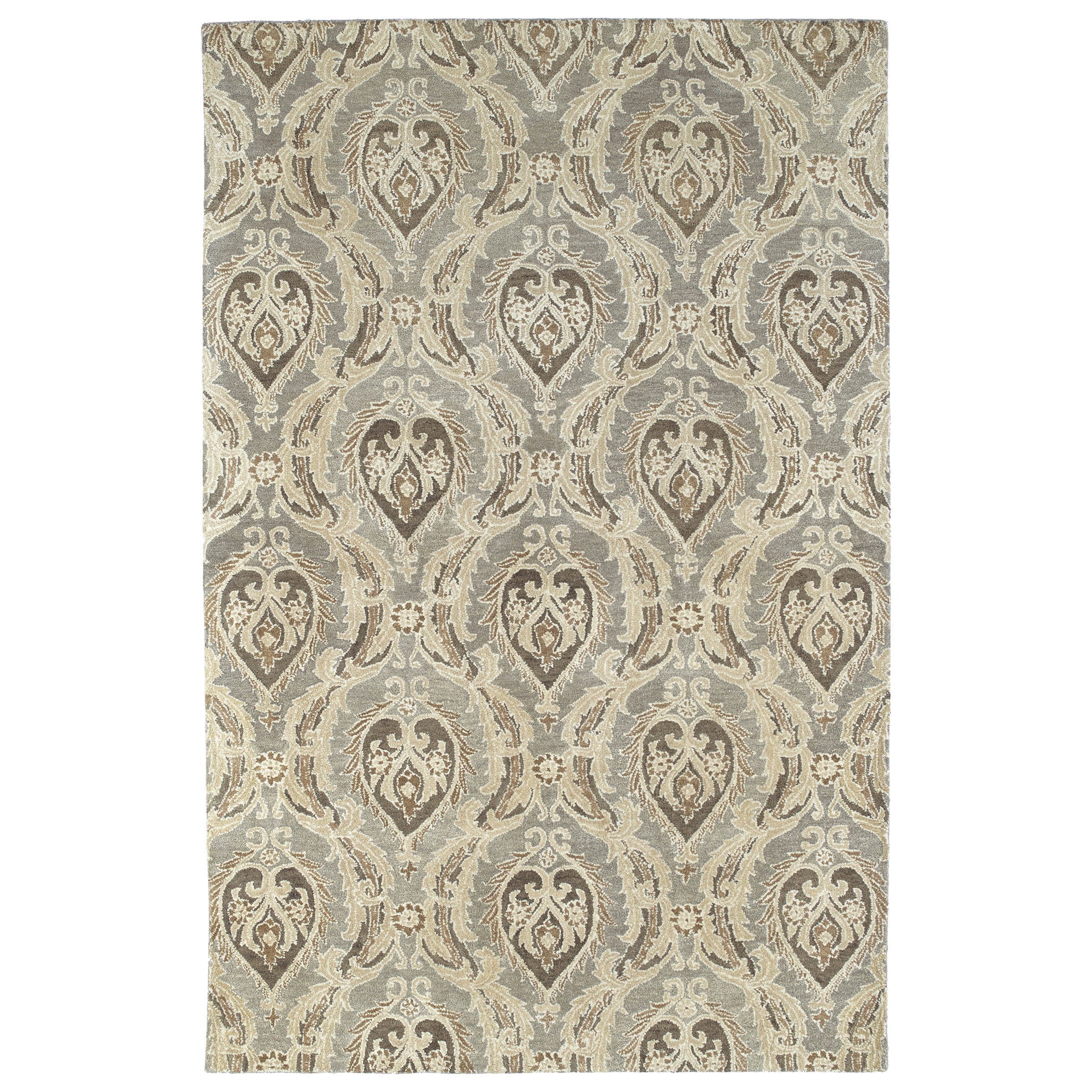 Hand tufted St. Joseph Taupe Damask Wool Rug (2 X 3)