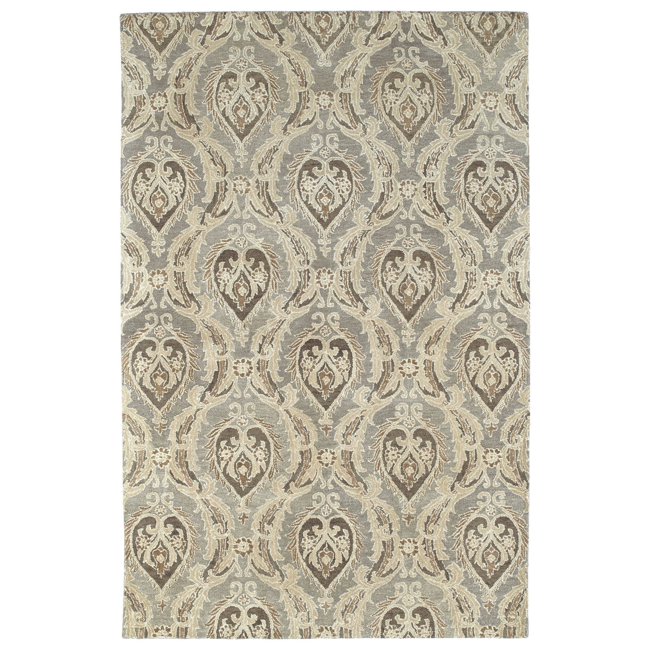 Hand tufted St. Joseph Taupe Damask Wool Rug (36 X 53)