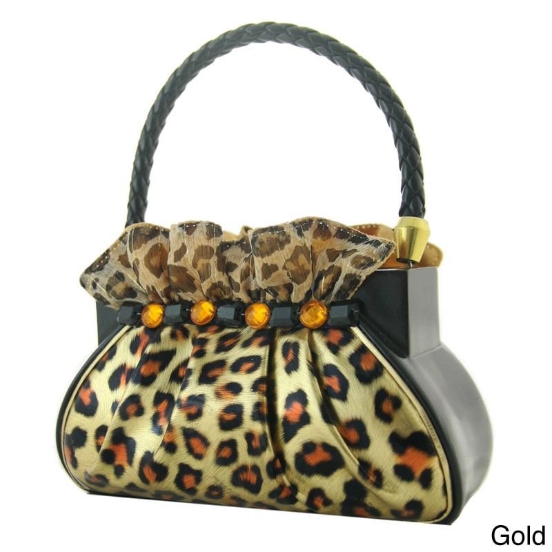 Jacki Design Metallic Leopard Handbag Brush Holder