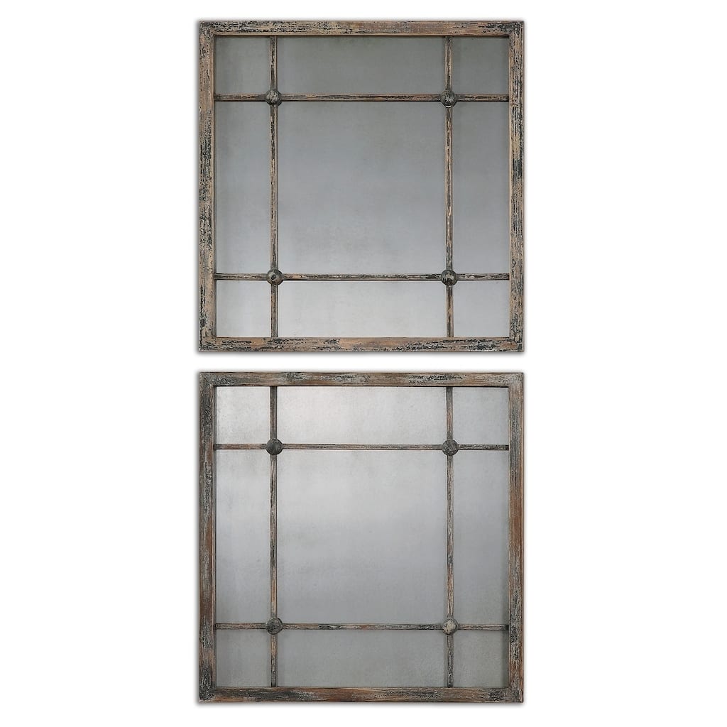 Uttermost Saragano Slate Blue Square Mirrors (Set of 2) - 19x19x1