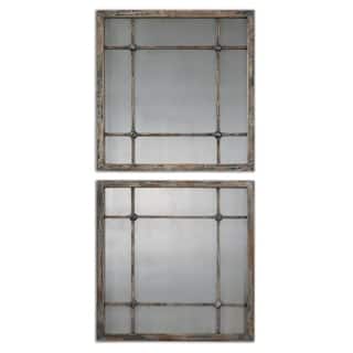 Uttermost Saragano Slate Blue Square Mirrors (Set of 2) - 19x19x1