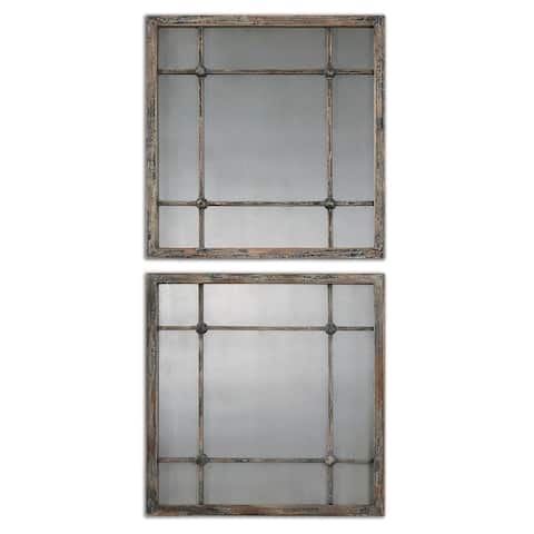 Uttermost Saragano Slate Blue Square Mirrors (Set of 2) - 19x19x1