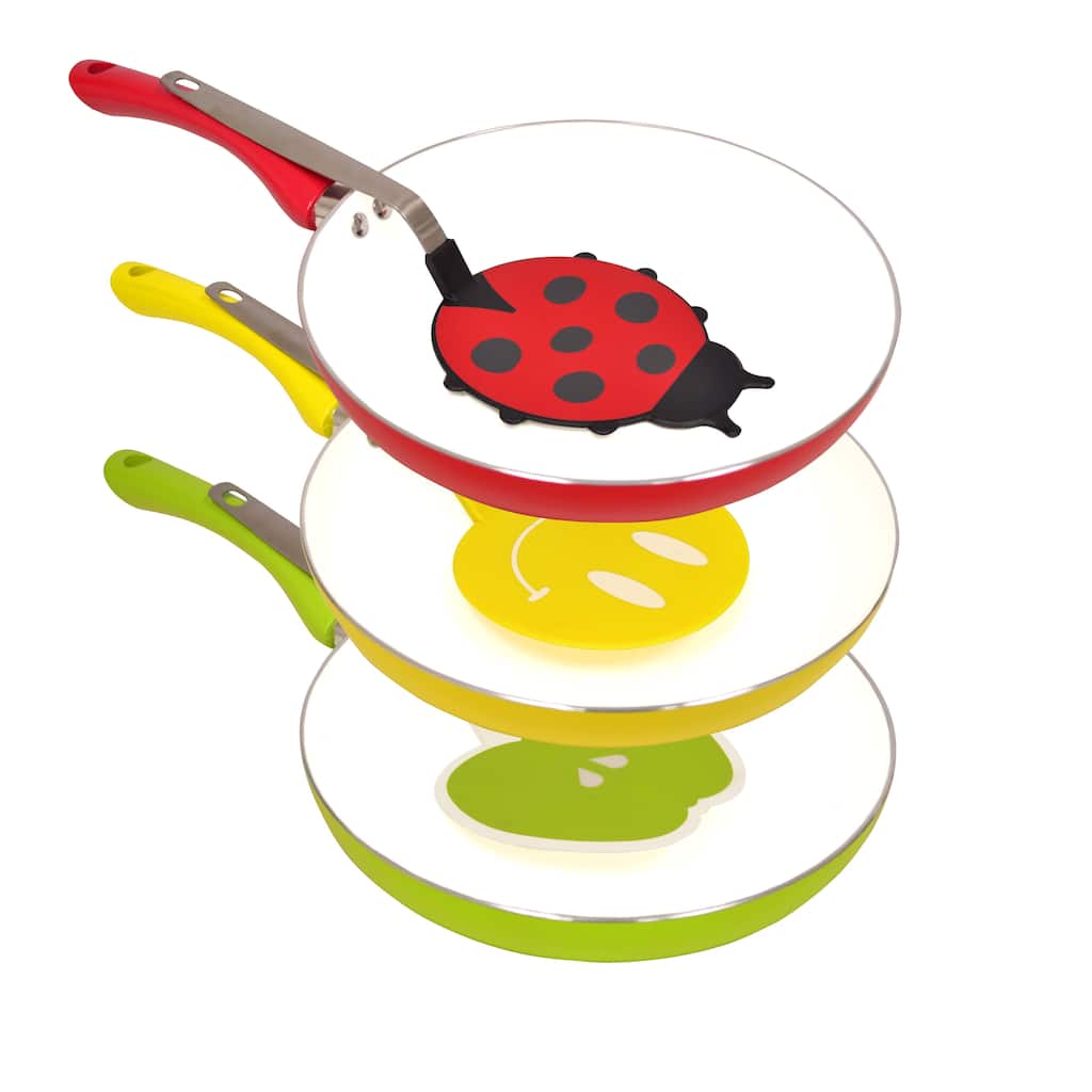 Colored Ceramic Coated Non-stick Aluminum Fry Pan with Matching Spatula