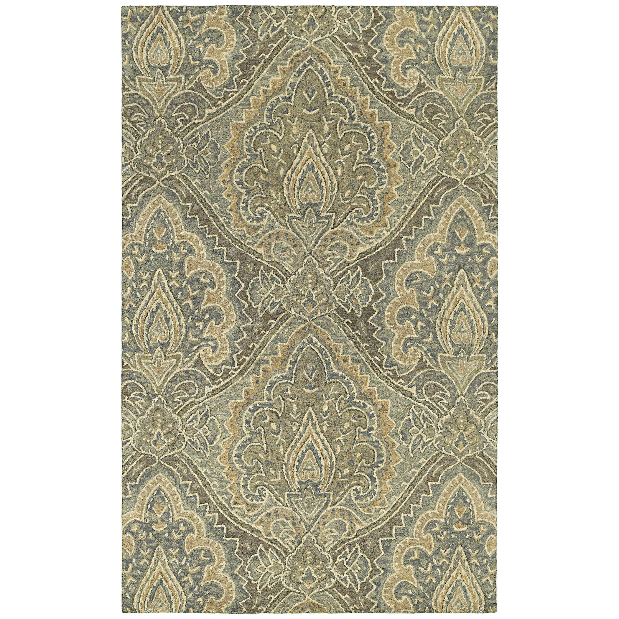 St. Joseph Sage Damask Hand tufted Wool Rug (5 X 79)