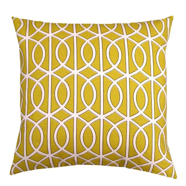 Mustard Yellow Trellis Chain 20 Inch Decorative Down Pillow Mustard Yellow Trellis Chain 20 Inch Decorative Down Pillow