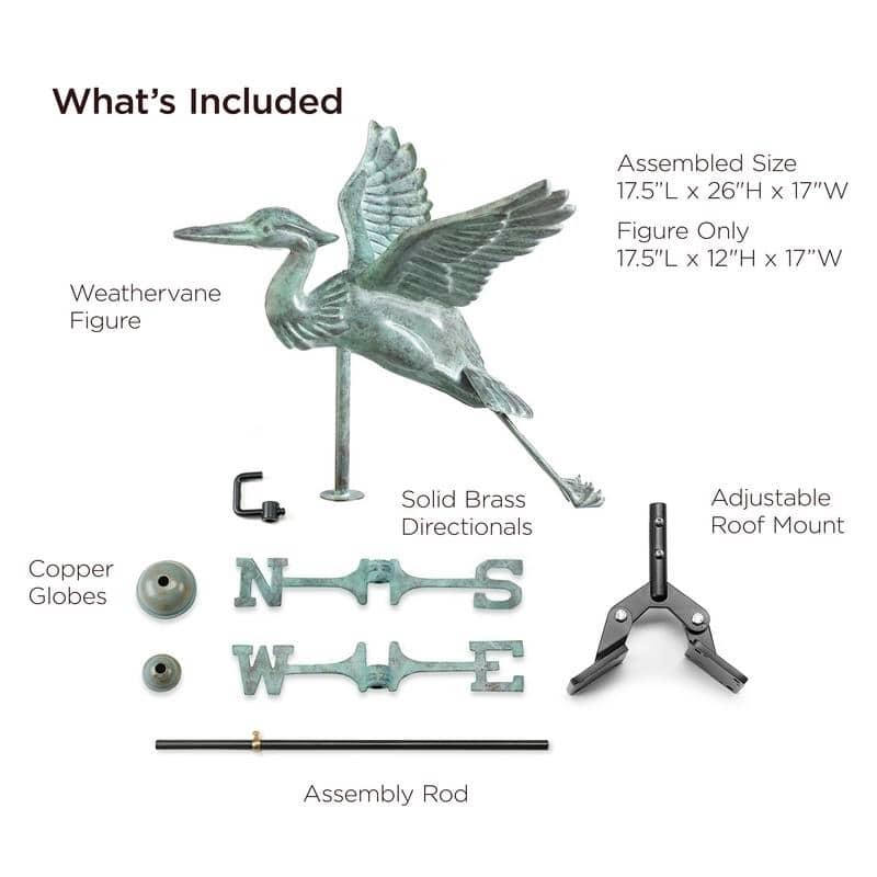 Blue Heron with Arrow Cottage Weathervane by Good Directions