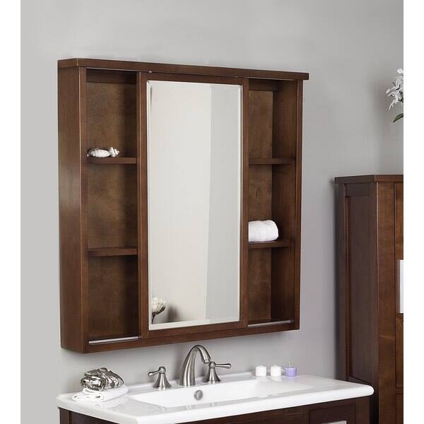 Shop Drake American Birch Wood Dark Mahogany 35 Inch Square Medicine Cabinet Overstock 8567181