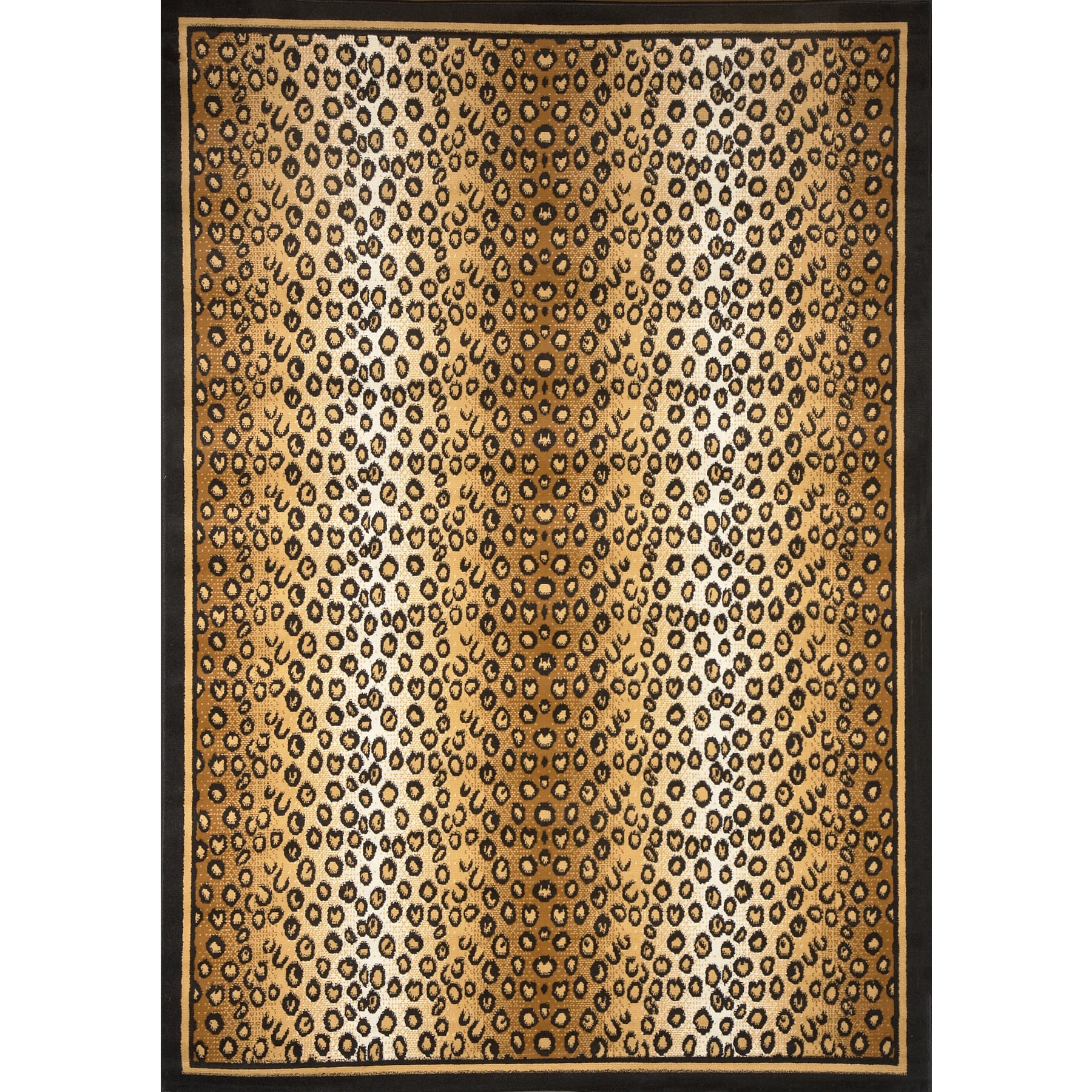 Black/ Tan Leopard Woven Area Rug (52 X 74)