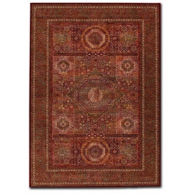 Parish Medallan Burgundy Wool Area Rug