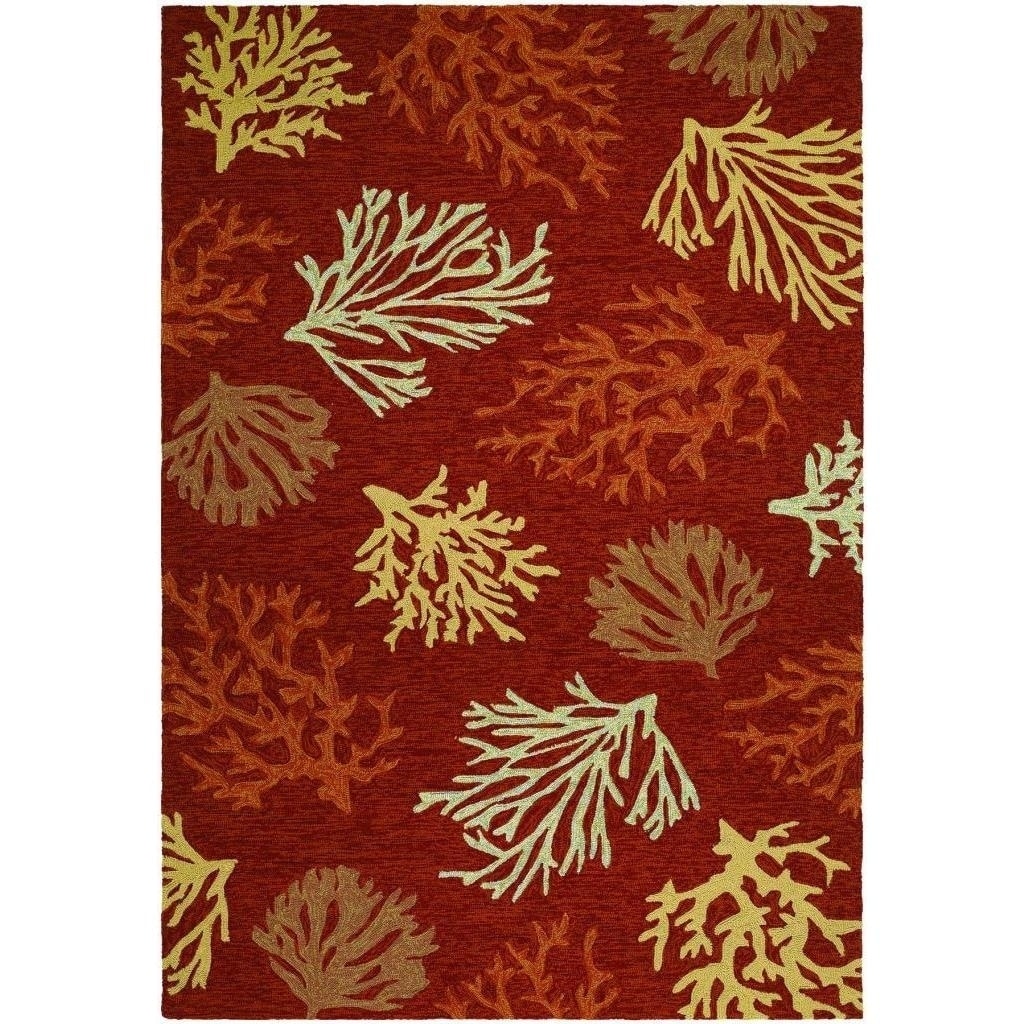 Hand Hooked Outdoor Escape Sea Reef Terra Cotta Rug (56 X 8)