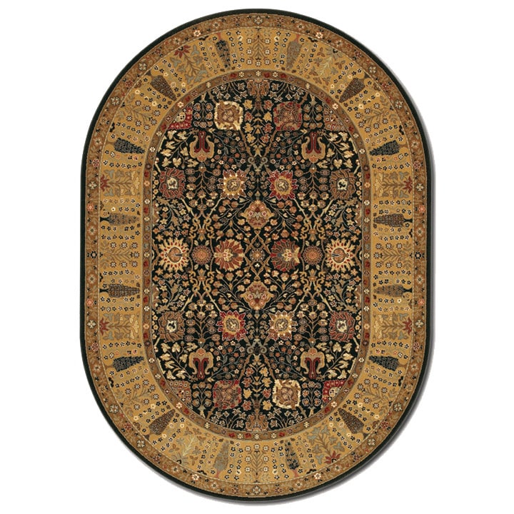 Royal Kashimar Cypress Garden Black/ Deep Maple Oval Rug (53 X 76)