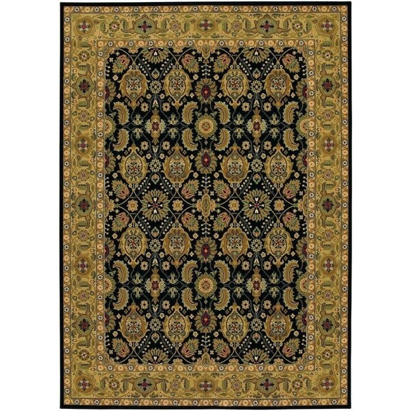 Couristan Royal Kashimar All Over Vase/Black-Deep Maple Wool Area Rug - 5'3" x 7'6"